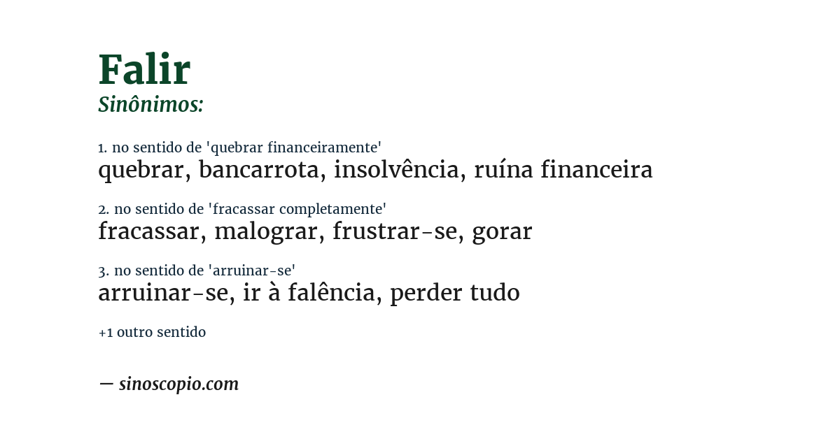 Sinônimo de falir