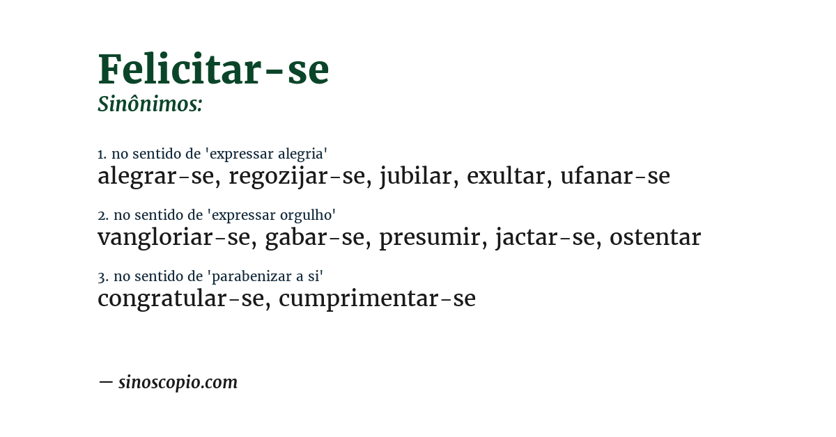 Sinônimo de felicitar-se