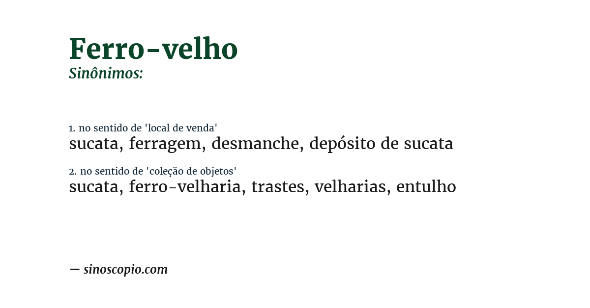 Sinônimo de ferro-velho