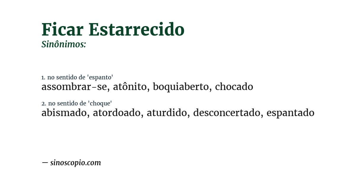 Sinônimo de ficar estarrecido