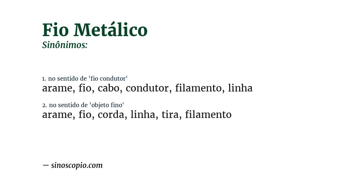 Sinônimo de fio metálico