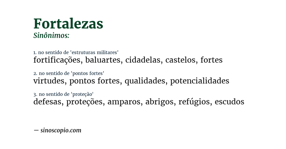 Sinônimo de fortalezas