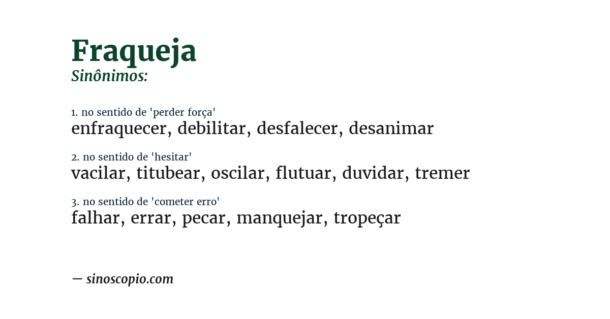 Sinônimo de fraqueja