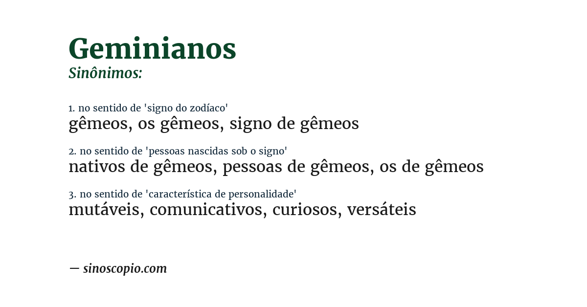 Sinônimo de geminianos