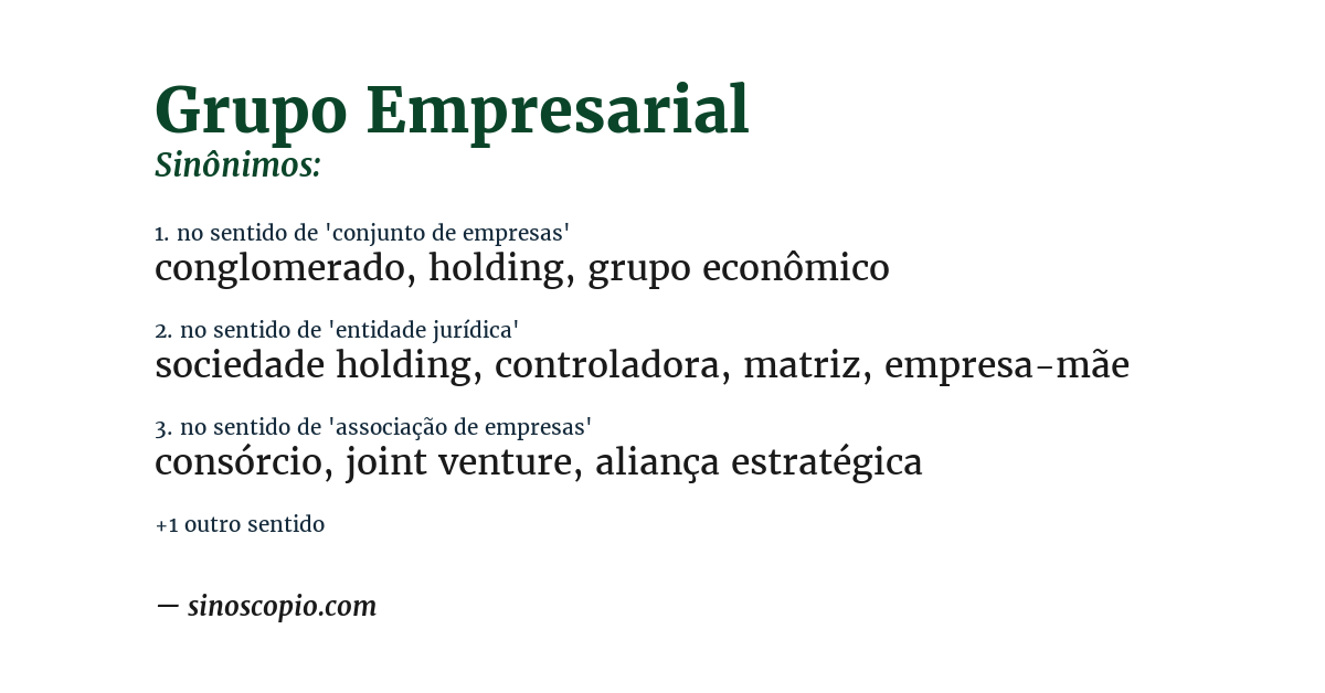 Sinônimo de grupo empresarial