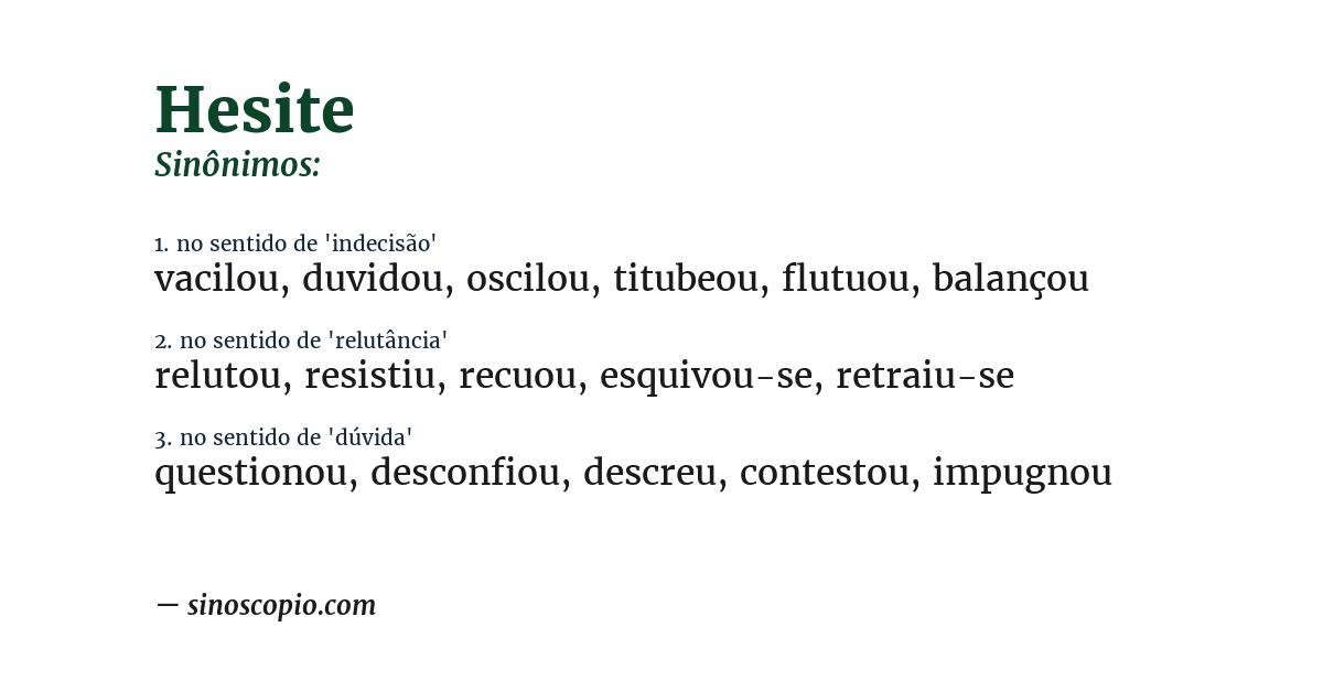 Sinônimo de hesite