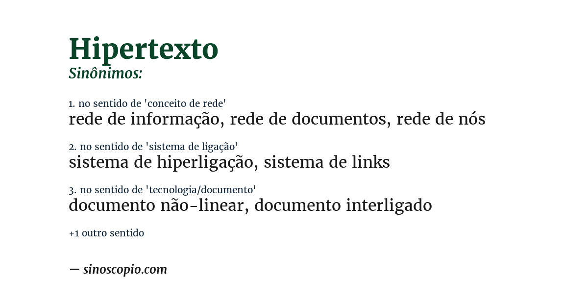 Sinônimo de hipertexto