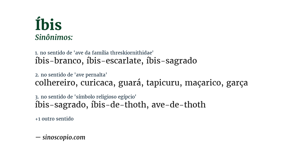 Sinônimo de íbis