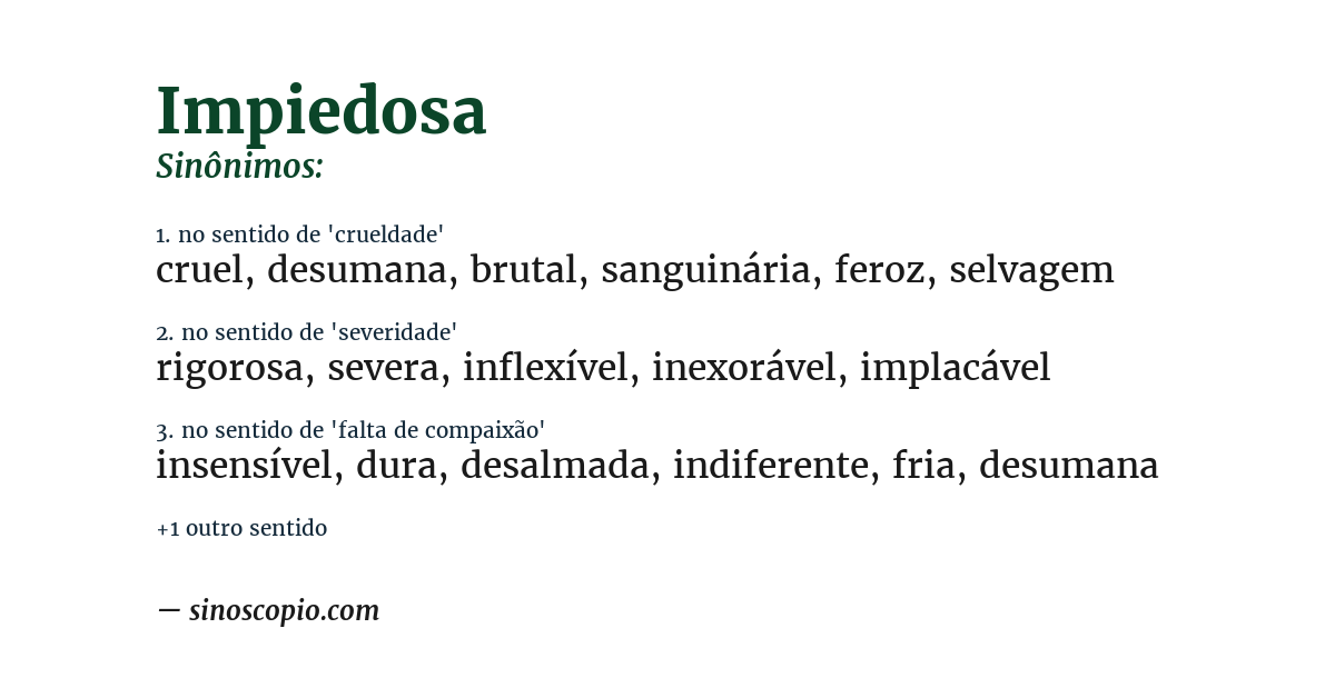 Sinônimo de impiedosa