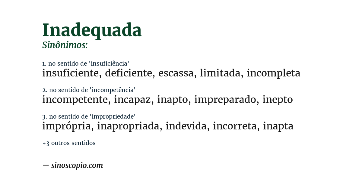 Sinônimo de inadequada