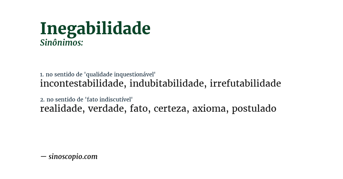 Sinônimo de inegabilidade