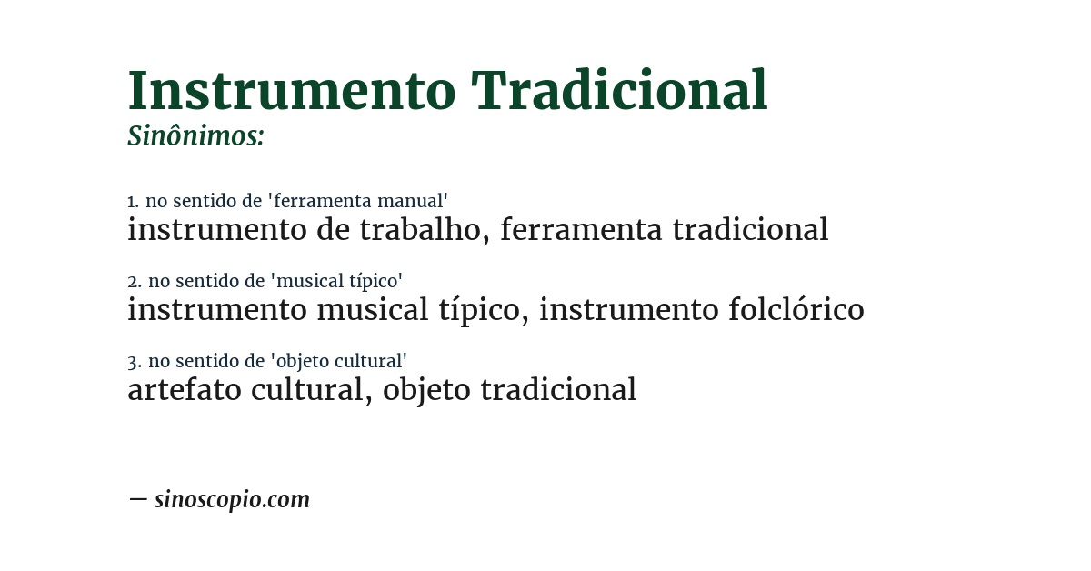 Sinônimo de instrumento tradicional