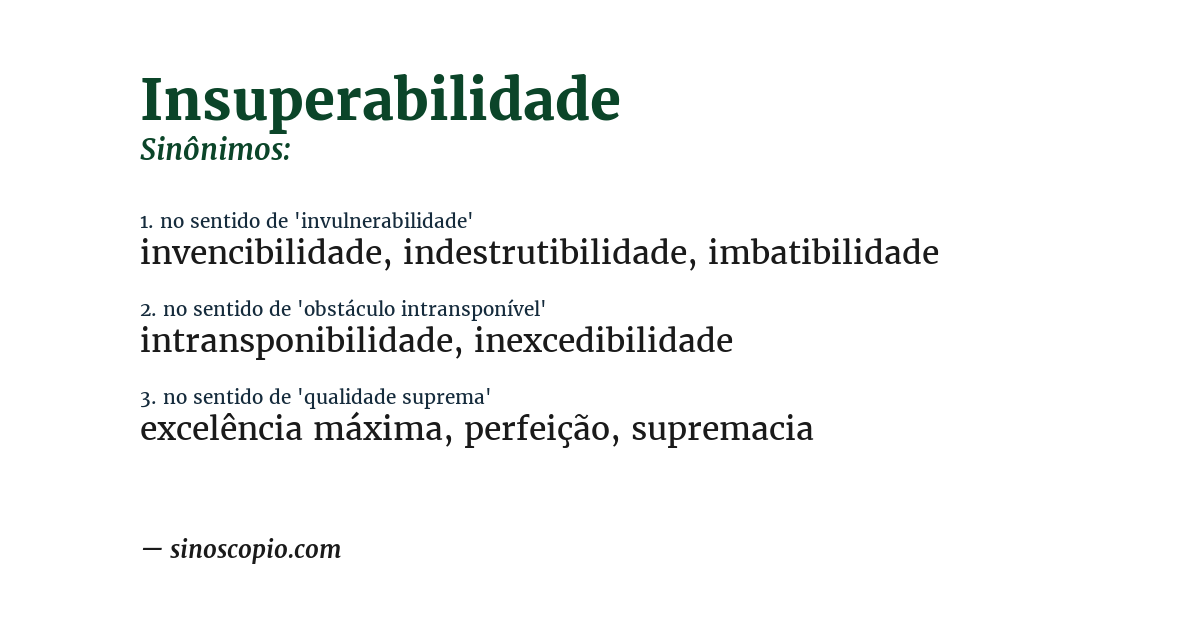 Sinônimo de insuperabilidade