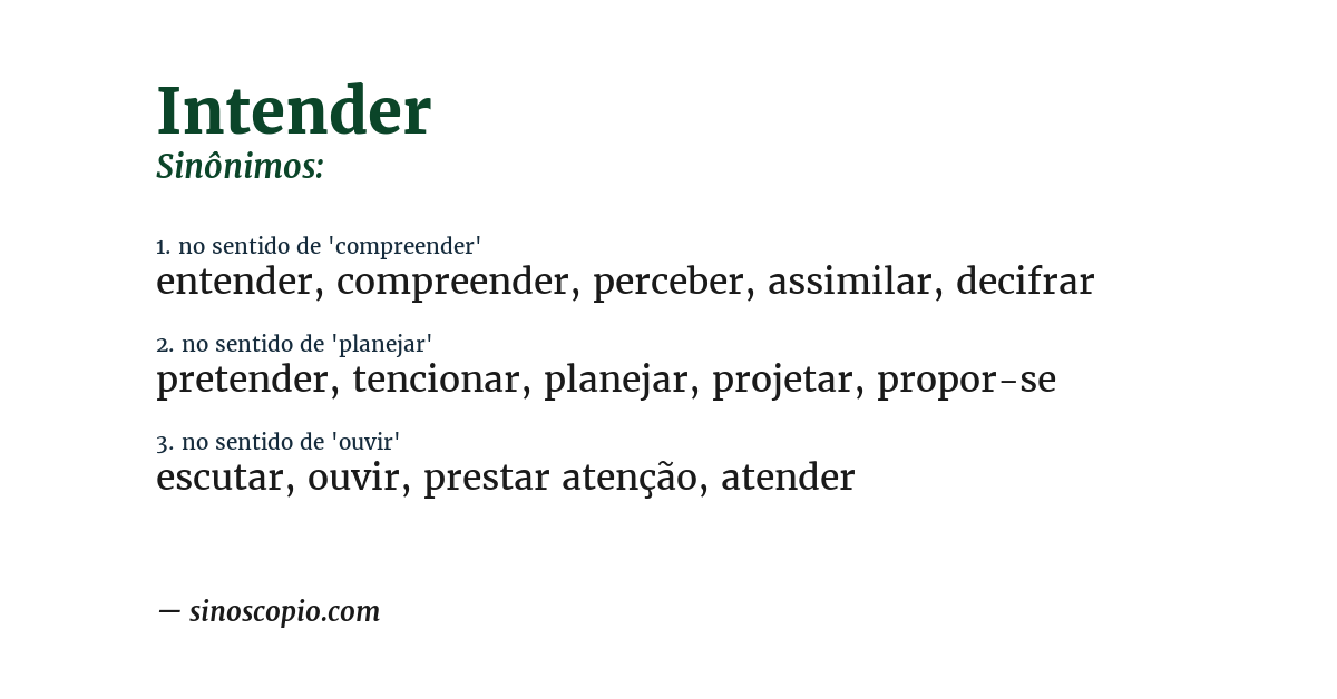 Sinônimo de intender