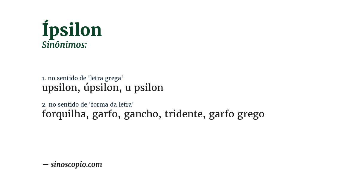 Sinônimo de ípsilon