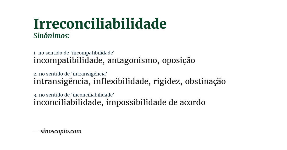 Sinônimo de irreconciliabilidade