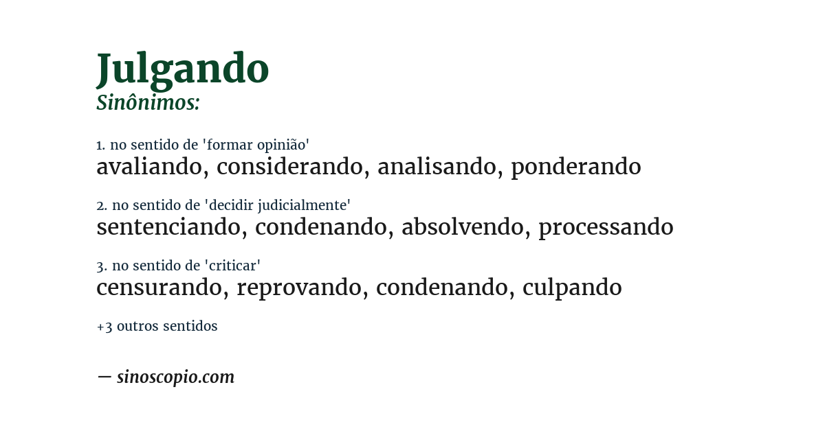 Sinônimo de julgando