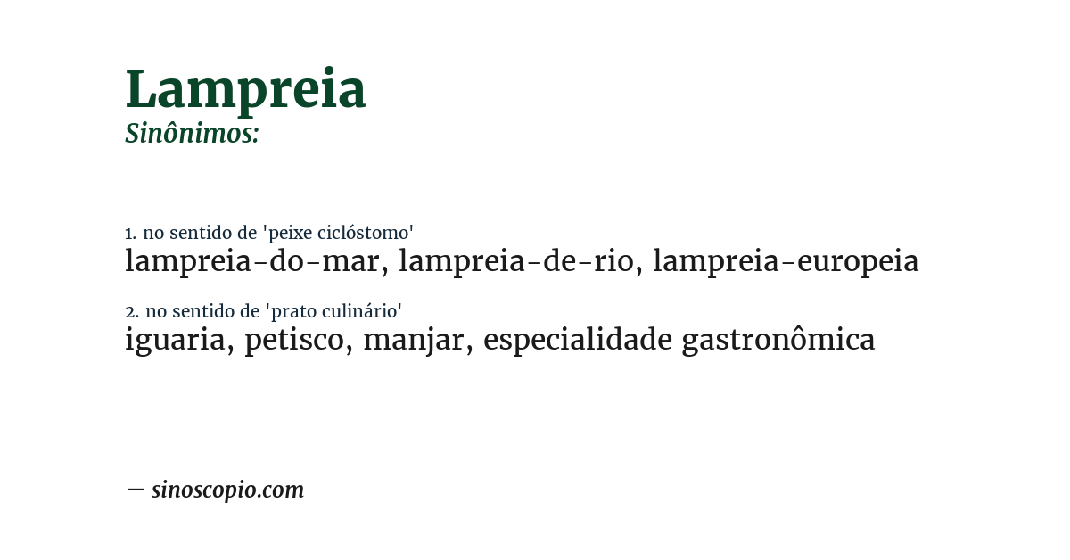 Sinônimo de lampreia