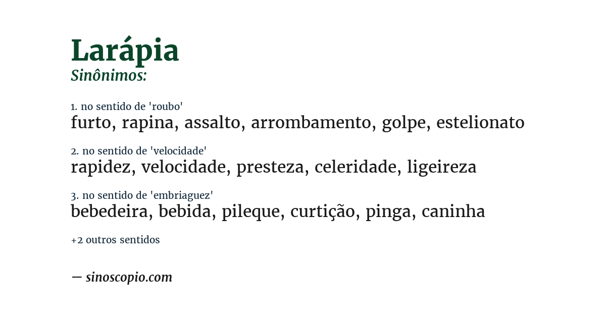 Sinônimo de larápia