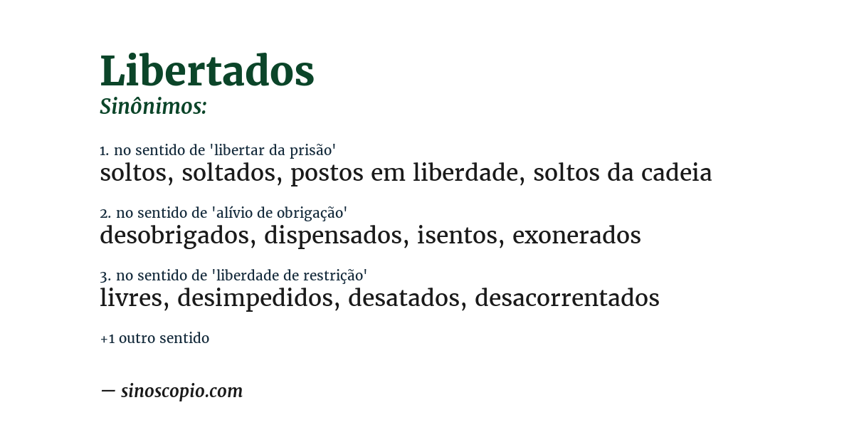 Sinônimo de libertados