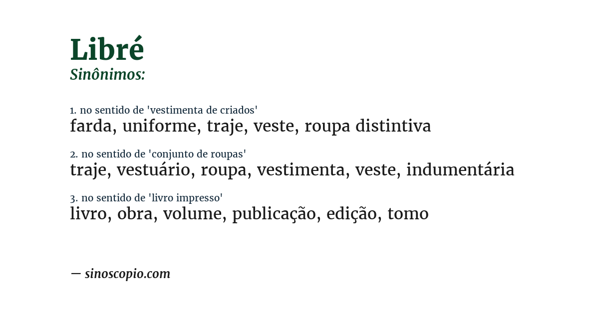 Sinônimo de libré
