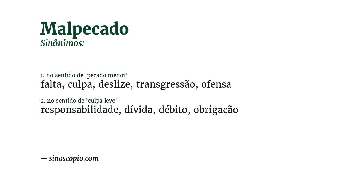Sinônimo de malpecado