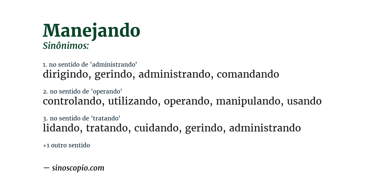 Sinônimo de manejando