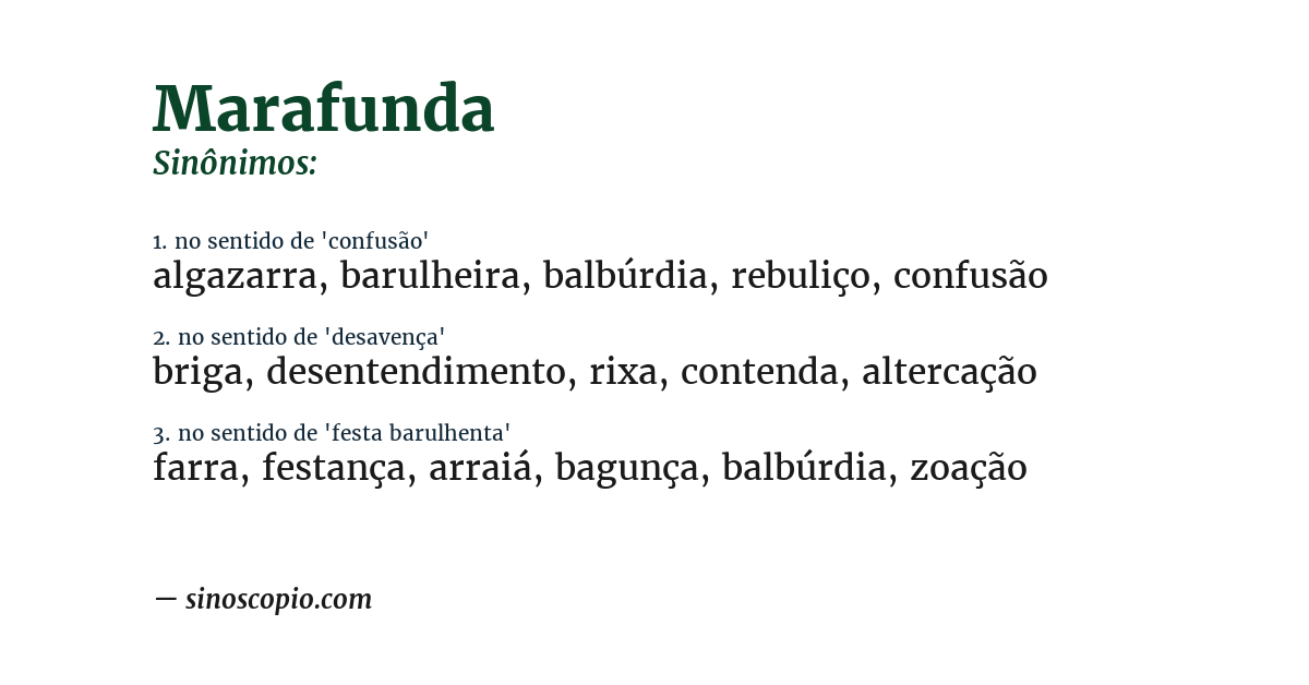 Sinônimo de marafunda