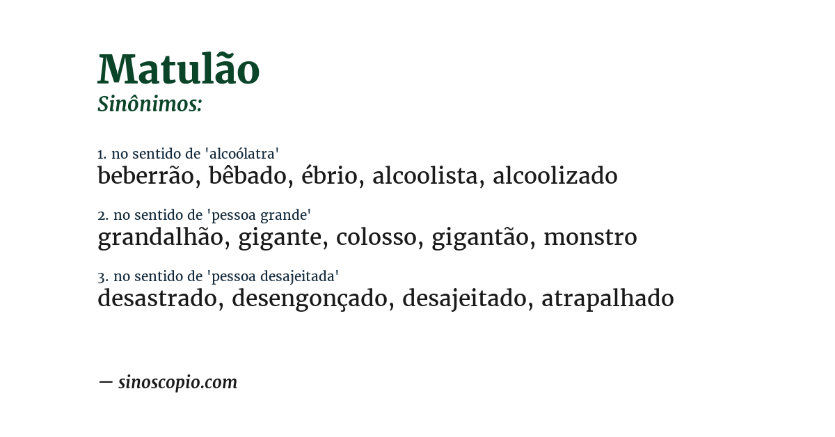 Sinônimo de matulão