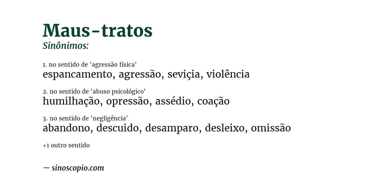 Sinônimo de maus-tratos