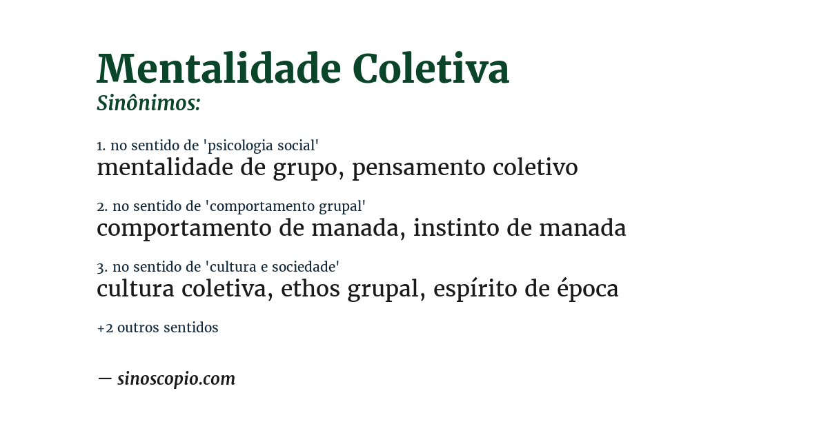 Sinônimo de mentalidade coletiva