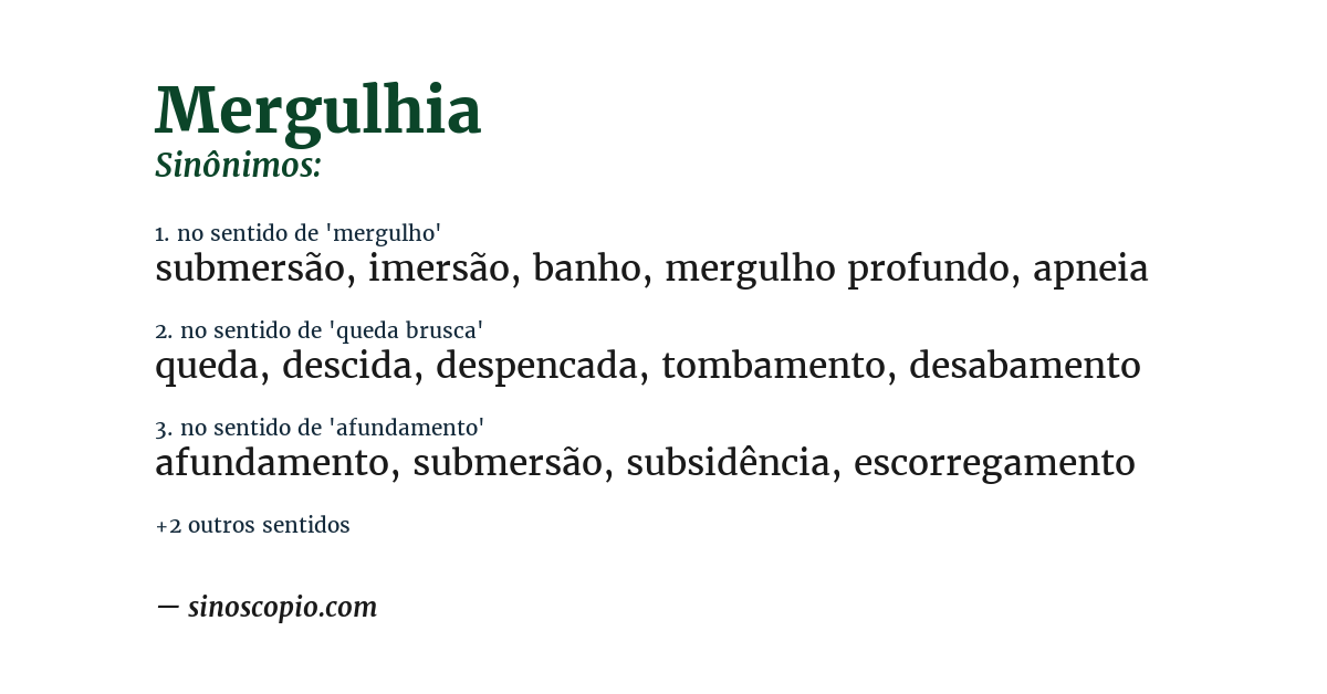 Sinônimo de mergulhia