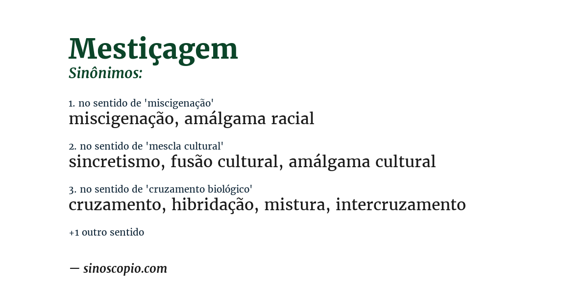 Sinônimo de mestiçagem