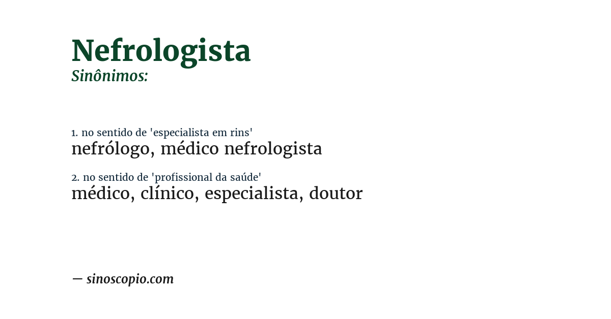 Sinônimo de nefrologista