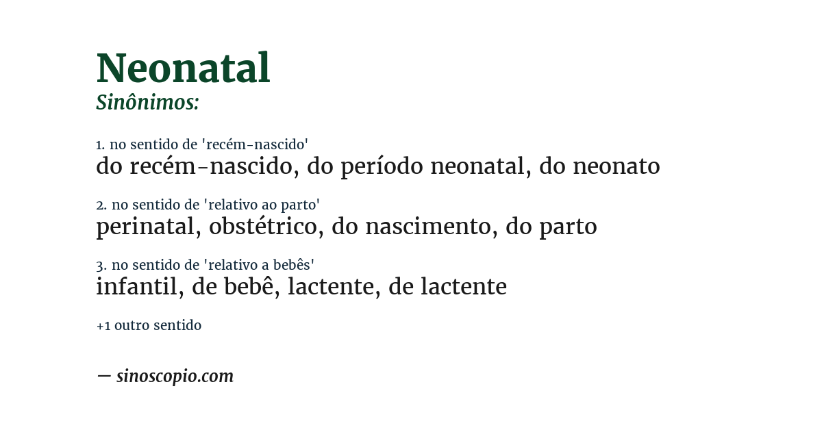 Sinônimo de neonatal