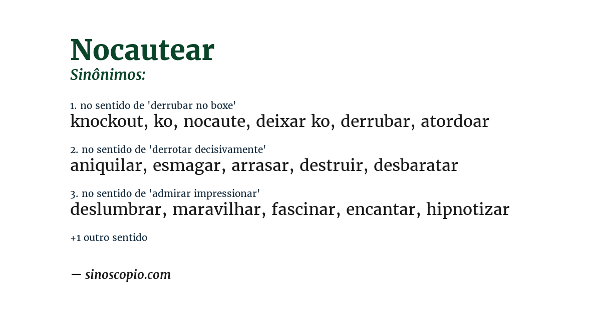 Sinônimo de nocautear