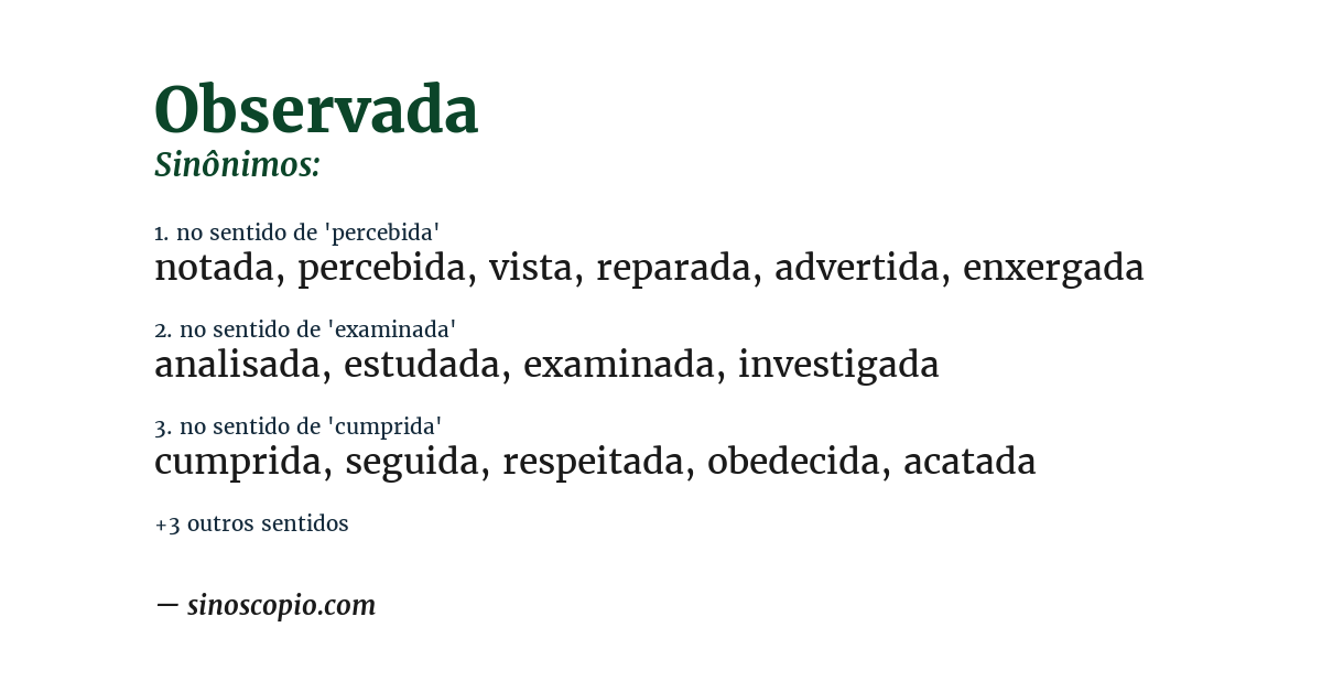 Sinônimo de observada