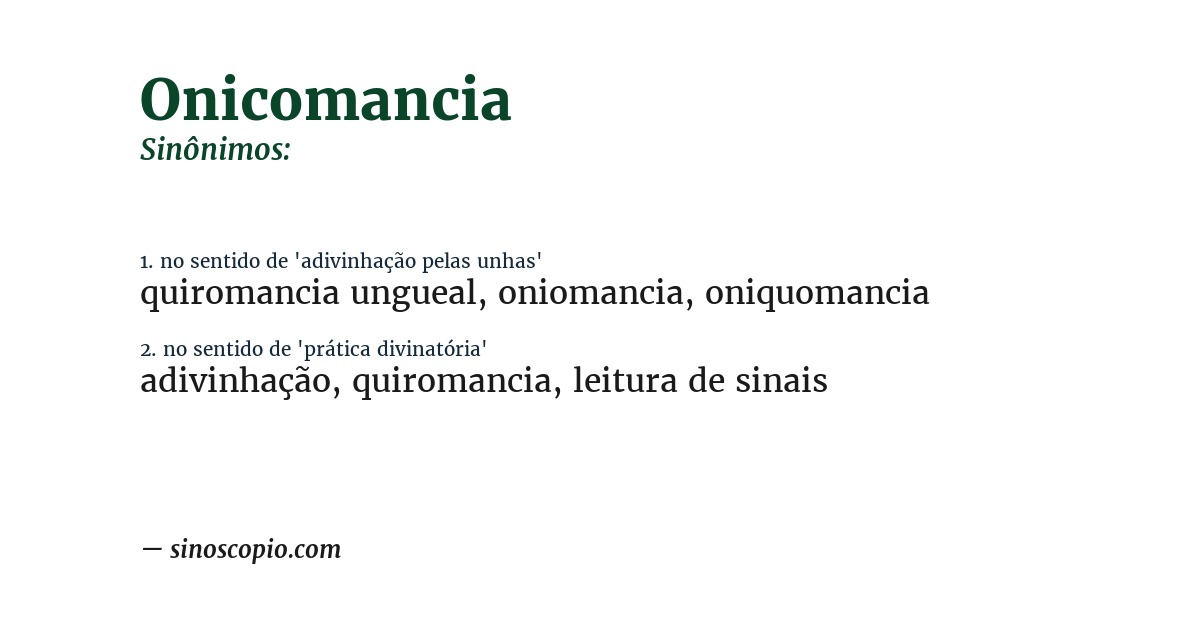 Sinônimo de onicomancia