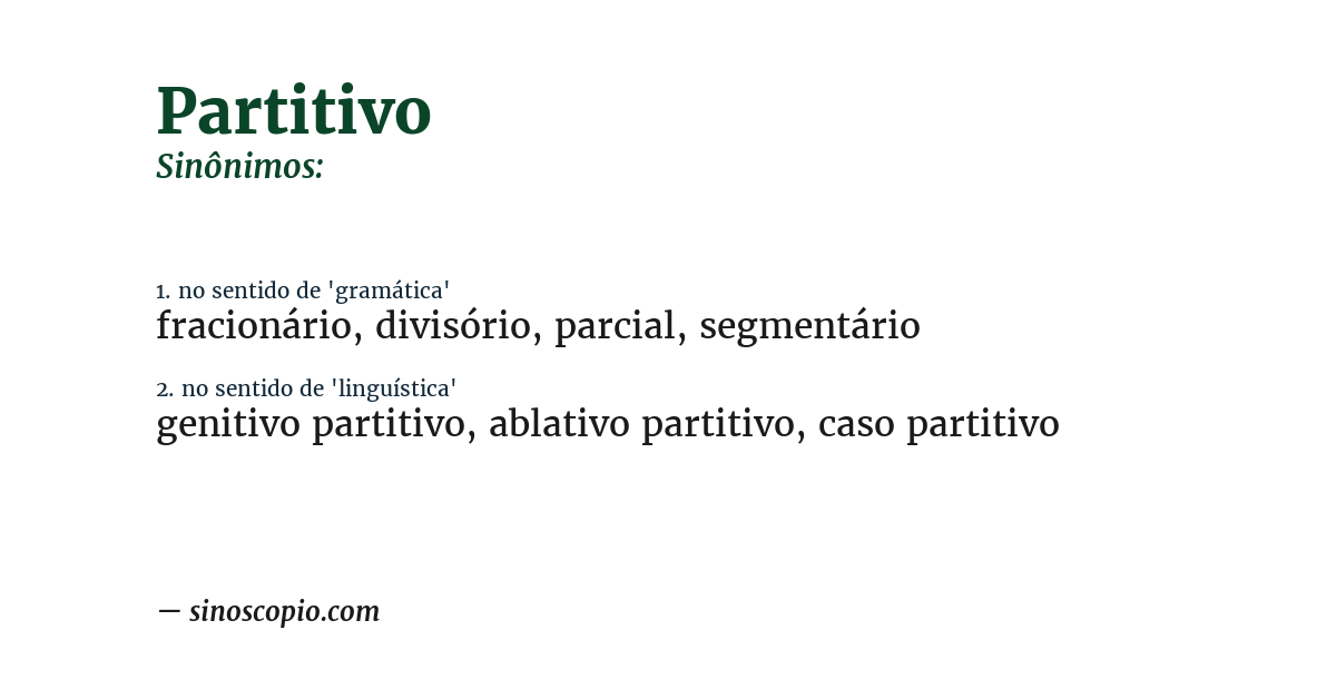 Sinônimo de partitivo