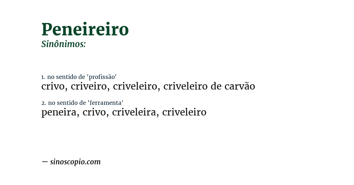 Sinônimo de peneireiro