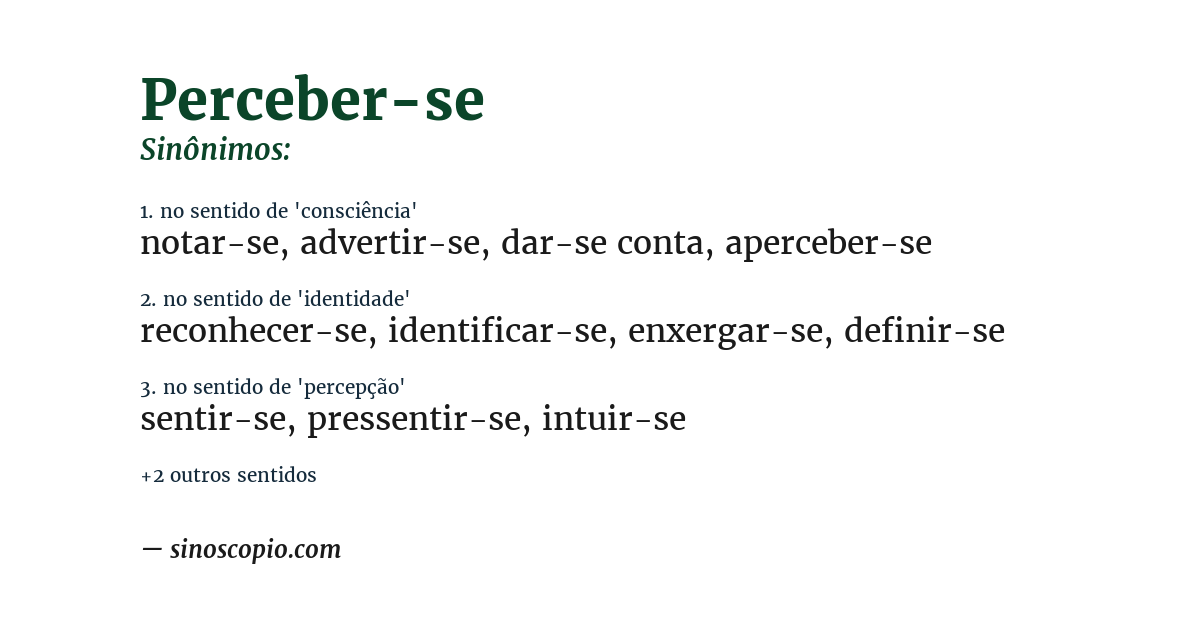 Sinônimo de perceber-se
