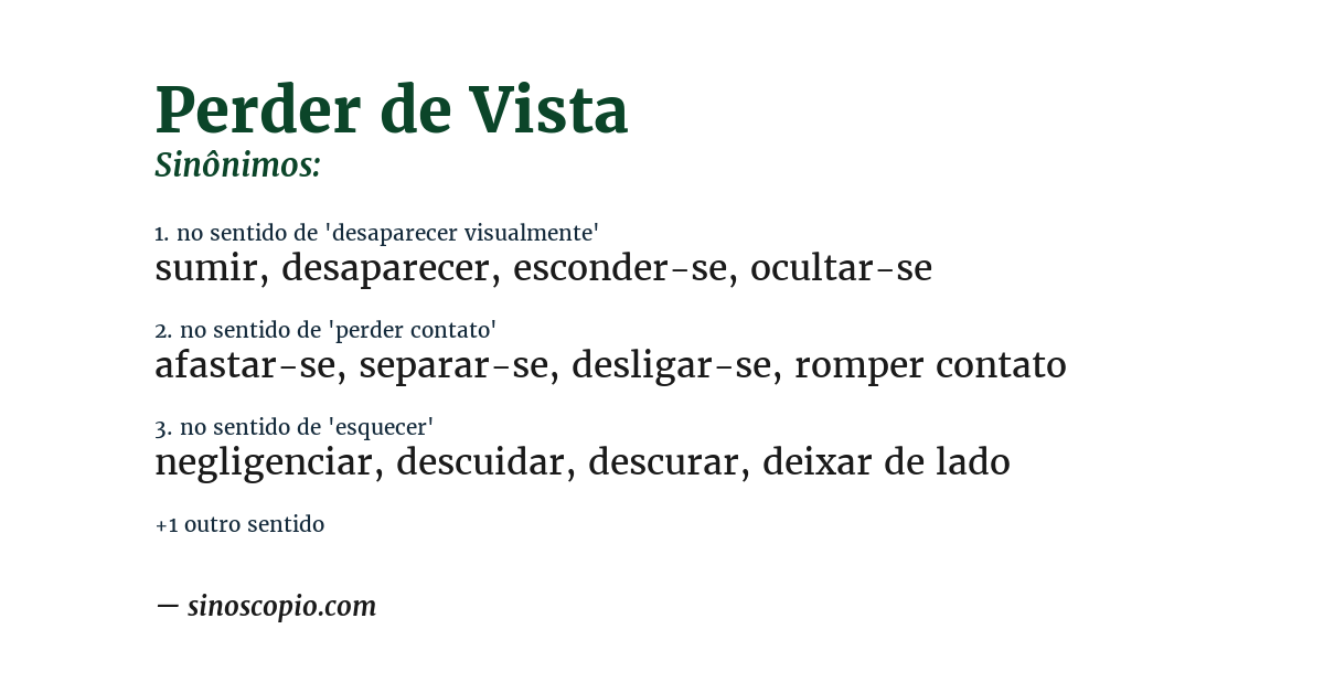 Sinônimo de perder de vista