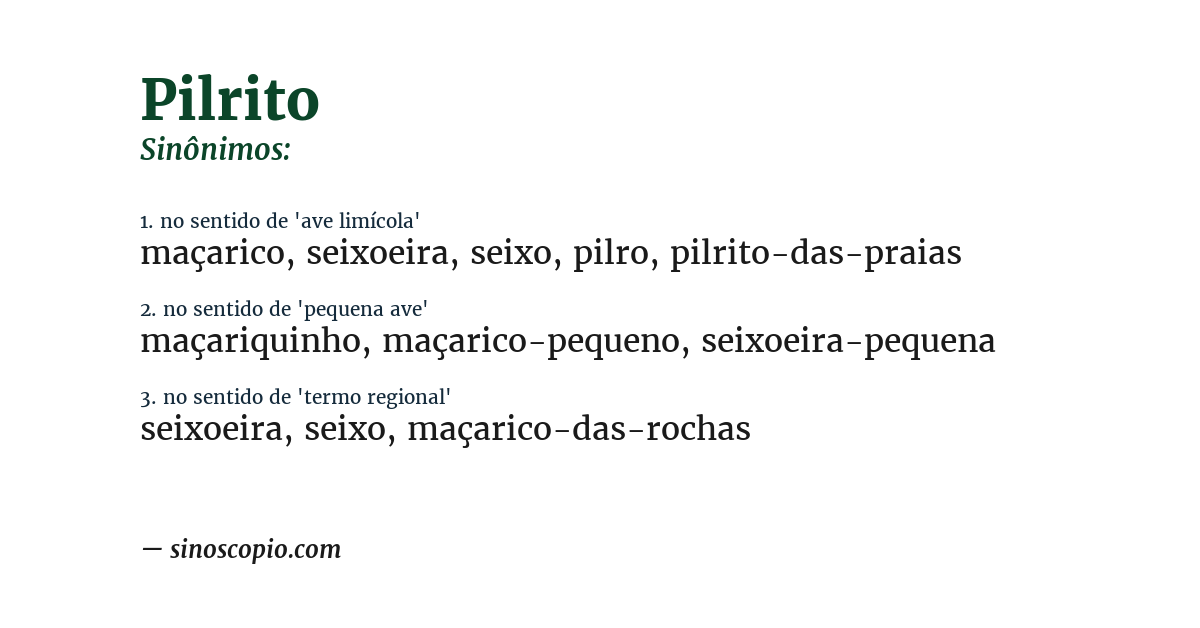 Sinônimo de pilrito