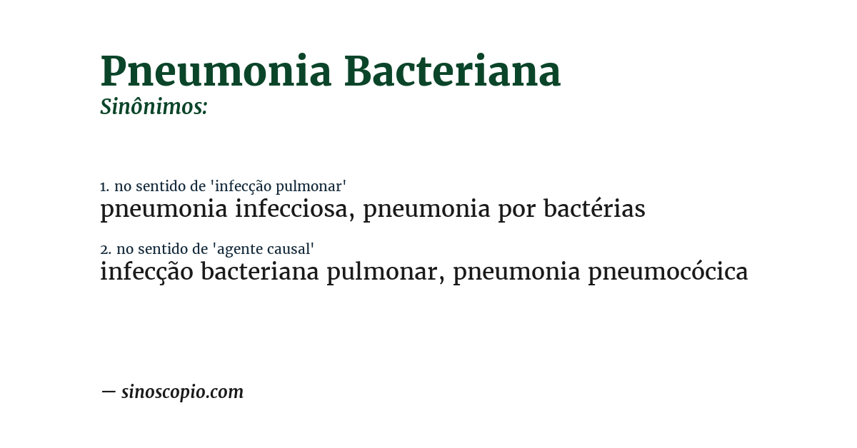 Sinônimo de pneumonia bacteriana