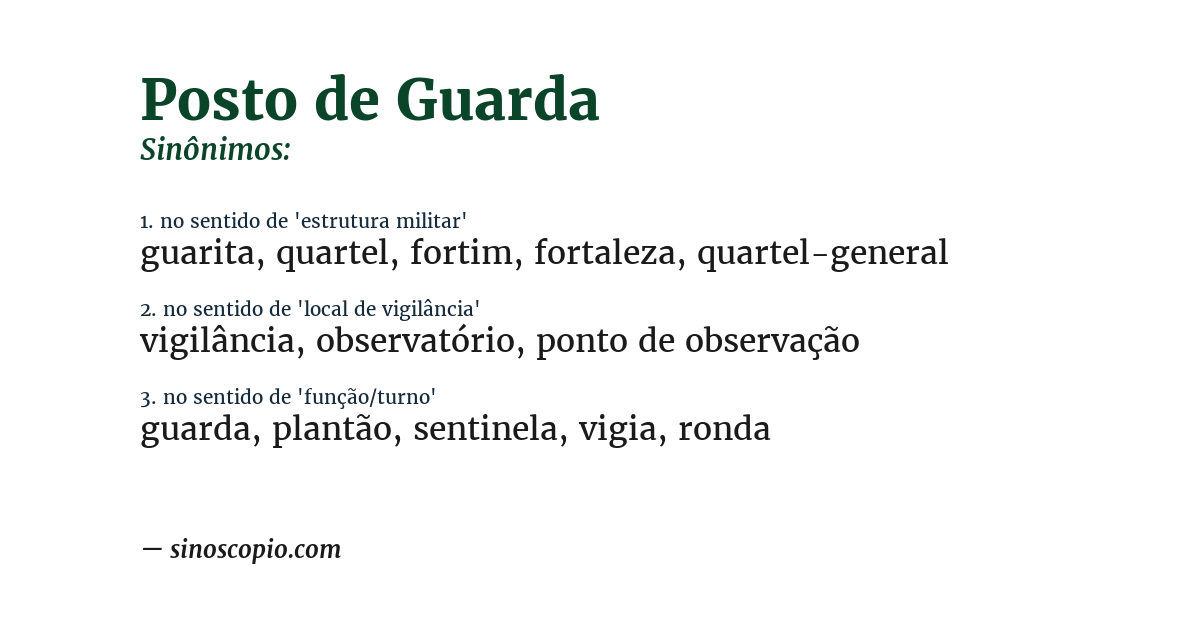 Sinônimo de posto de guarda