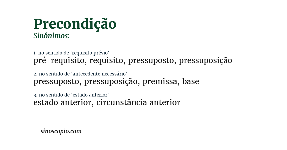 Sinônimo de precondição
