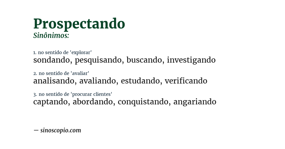Sinônimo de prospectando