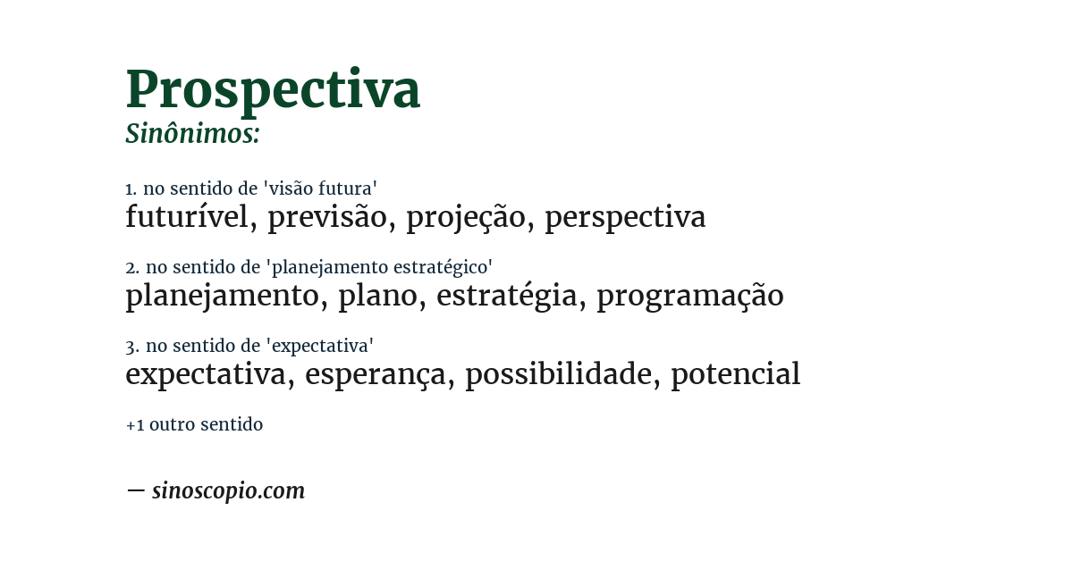 Sinônimo de prospectiva