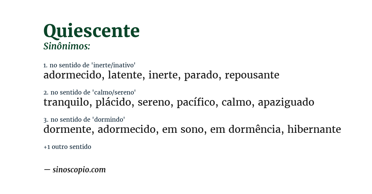 Sinônimo de quiescente