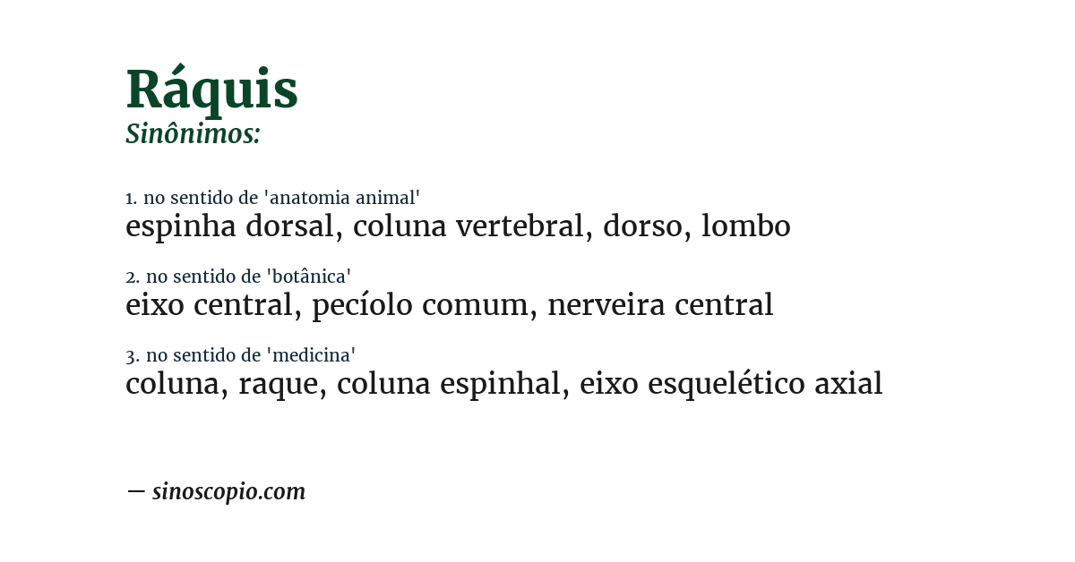Sinônimo de ráquis